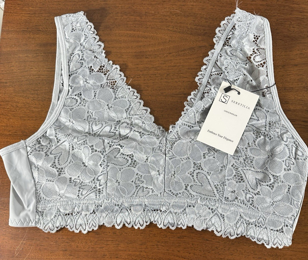 Seretilia Women's Light Blue Floral Lace Bra Bralette Size XXL New with Tags